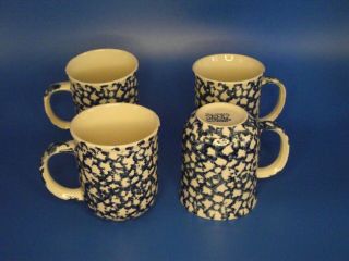 Folk Craft Coffee Mugs Blue Sponge Tienshan SET OF 4 2
