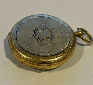 18k Gold Key Wind Pocket Watch 1800s,  35mm