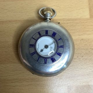 Antique Half Hunter J.  W.  Benson,  London Sterling Silver Pocket Watch -