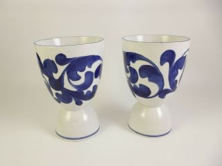 2 Royal Cauldon Blue Scroll Egg Cups Made In England (item A7)