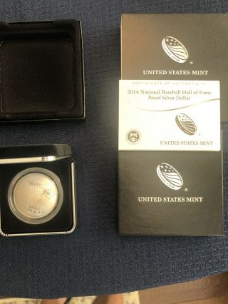 2014 $1 Silver Baseball Hall Of Fame Commemorative Proof Coin