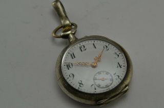 Vintage Rolex 0.  900 Silver Case Hand Winding Ladies Pocket Watch Enamel Dial Run