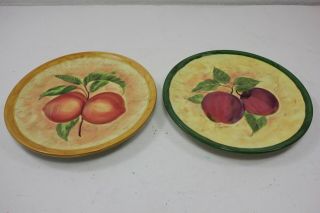 2 Certified International Susan Winget Fruit Peach Apple 8.  25 " Salad Plates