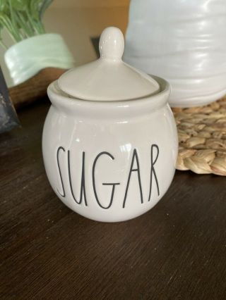 Rae Dunn “sugar” Dish With Lid Sugar Bowl Ivory Inside And Out Ll Font