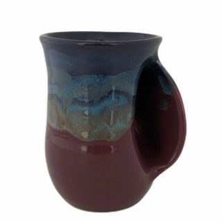 Studio Art Pottery Coffee Tea Cup Mug Mauve Purple Blues Signed