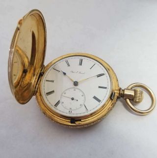 Vintage Charles E.  Jacot 18k Yellow Gold Pocket Watch Jewelry Cjpw2