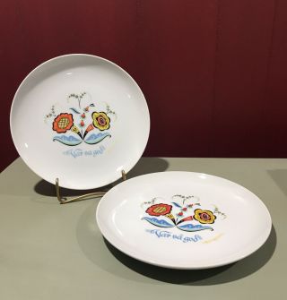 2 Mid Century Vintage Berggren Porcelain Var Sa God Decorative Plate 7 - 3/4”