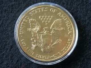 2006 24kt Gold Gilded Silver American Eagle U.  S.  Coin 1 oz.  999 Silver 3