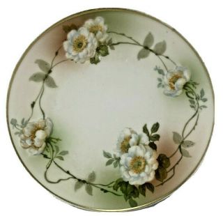 Porcelain Bavaria Psrg Hand Painted Rose Floral Collector Plate 6.  25 " W Vintage
