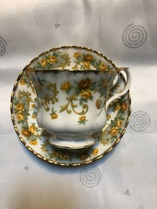 Royal Albert Teacup And Saucer Bone China England Gold Rose Floral