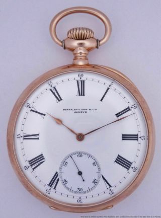 Huge 18k Rose Gold Patek Philippe 57mm Vintage Mens Heavy Pocket Watch