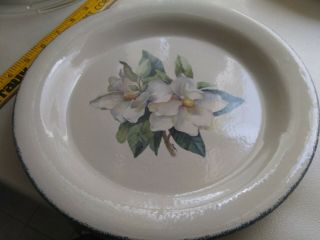 Home & Garden Party Magnolia Dinner Plate 10 1/2 " Plate White Flower Euc No Flaw