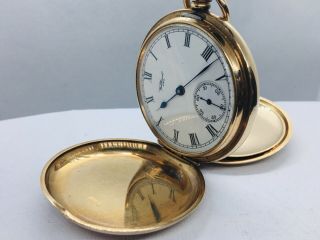 Solid 9ct Gold Waltham Full Hunter Pocket Watch In And Gwo