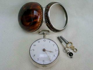 Fine Horn Shell Pair Case Verge Fusee Pocket Watch By James Scholefield