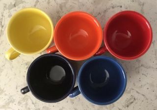 Set of 5 Fiesta Ware Tea Coffee Cups Orange,  Yellow,  Red,  Blue,  Navy 3