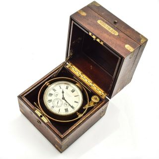 Vintage Waltham Watch Co 8 Day Marine Chronometer Watch with Wood Box 3