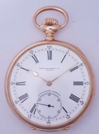 Antique Giant 57mm 1915 18k Rose Gold Patek Philippe Gondolo 175159 Pocket Watch