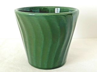 Rare U.  S.  Pottery Dk.  Green Swirled 3 1/2 " Planter Flower Pot Bauer Competition