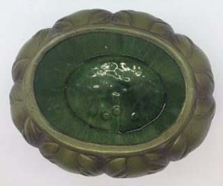 Planter Dish California Pottery USA FL - 1 Olive Green Leaf Oval Design VINTAGE 2