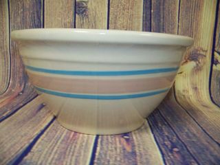 Vintage Mccoy Pottery Ovenware Blue/pink Stripe Mixing Bowl 10