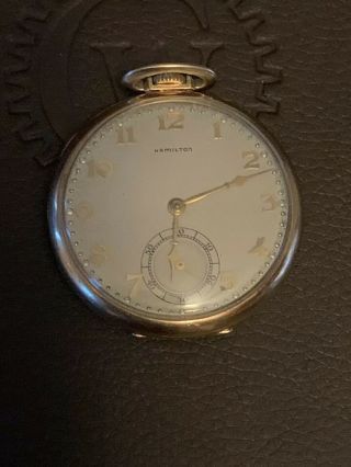 Vintage Hamilton 917 Solid 14k Gold Pocket Watch Runs 57 Grams Nr