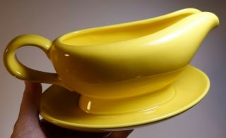 Vintage Santa Anita Ware California Pottery Yellow Gravy Bowl Boat Pitcher Dish
