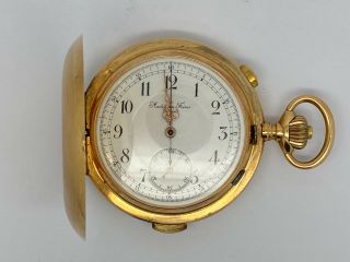 Audemars Freres Pocket Watch 14k Gold 585 1/4 Repeater Chronograph
