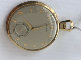 Hamilton 945 23 Jewel Pocket Watch 14k Yellow Gold Case 1950 