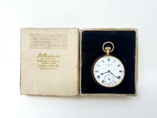 Vintage 9ct J.  W.  Benson Gold 15 Jewel Pocket Watch - Presentation - 76g