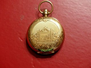 8 Size Illinois Solid Gold Fancy Hunting Case Pocket Watch W/gold Filled Chain