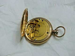 8 Size Illinois Solid Gold Fancy Hunting Case Pocket Watch W/Gold Filled Chain 3