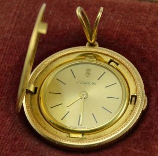 Very Rare Corum 22k And 18k Solid Gold Hand Winding Pocket Watch