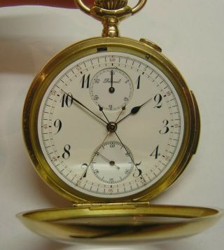 Minute Repeater W Split Seconds 18k Gold Pocket Watch
