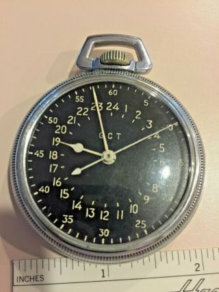 Rare Running Wwii Waltham An 5740 Gct Master Navigation Pocket Watch