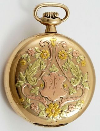 Hamilton 991 21 Jewel 16s Multicolor Gold Filled Hunting Case Pocket Watch
