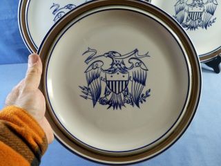 Set of 3 Vintage Salem Stoneware Georgetown Eagle Shield Dinner Plates 2