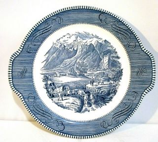 Currier And Ives Platter Blue And White " The Rocky Mountains " Royal China 11.  5 "