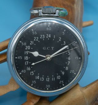 Hamilton 16s 4992b Navigation Pocket Watch 22j G.  C.  T.  & 24 Hour Dial Runs