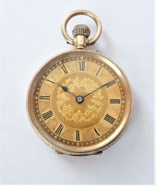 1895 14k Gold Cased Cylinder Pocket Watch / Fob Watch In Order