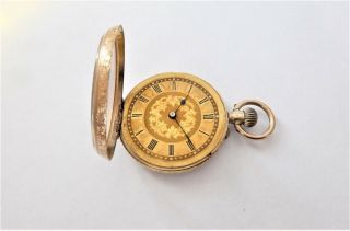 1895 14K GOLD CASED CYLINDER POCKET WATCH / FOB WATCH IN ORDER 3
