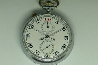 Guinand Lockle Switzerland Split Seconds Chronograph Timer Pocket Watch Vintage