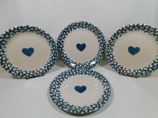 4 Hearts Folkcraft By Tienshan Spongeware Dinner Plates 10.  25 "