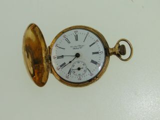 United States Watch Co.  14kt Yellow Gold Diamond Antique Pocket Watch