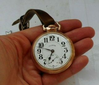 Vintage Illinois Gf Railroad Pocket Watch 60 Hour 21 Jewels Bunn Special 6 Pos