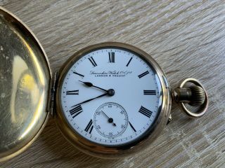 Lancashire Watch Company 14ct Rolled Gold Hunter Pocket Watch London And Prescot