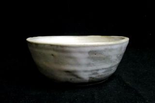 Hand Crafted Pottery Bowl Signed Wjb Gray White 7in Diameter