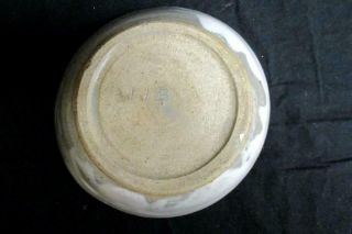 Hand Crafted Pottery Bowl Signed WJB Gray White 7in Diameter 3
