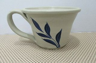 Williamsburg Pottery Large Mug Stoneware Salt Glazed Blue Floral Cup 1994