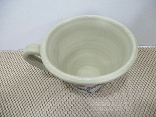 Williamsburg Pottery Large Mug Stoneware Salt glazed Blue Floral Cup 1997 2