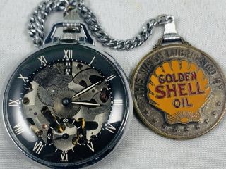 1939 Vintage Girard Perregaux Special Pocket Watch For Shell Oil Co.  W/ Fob